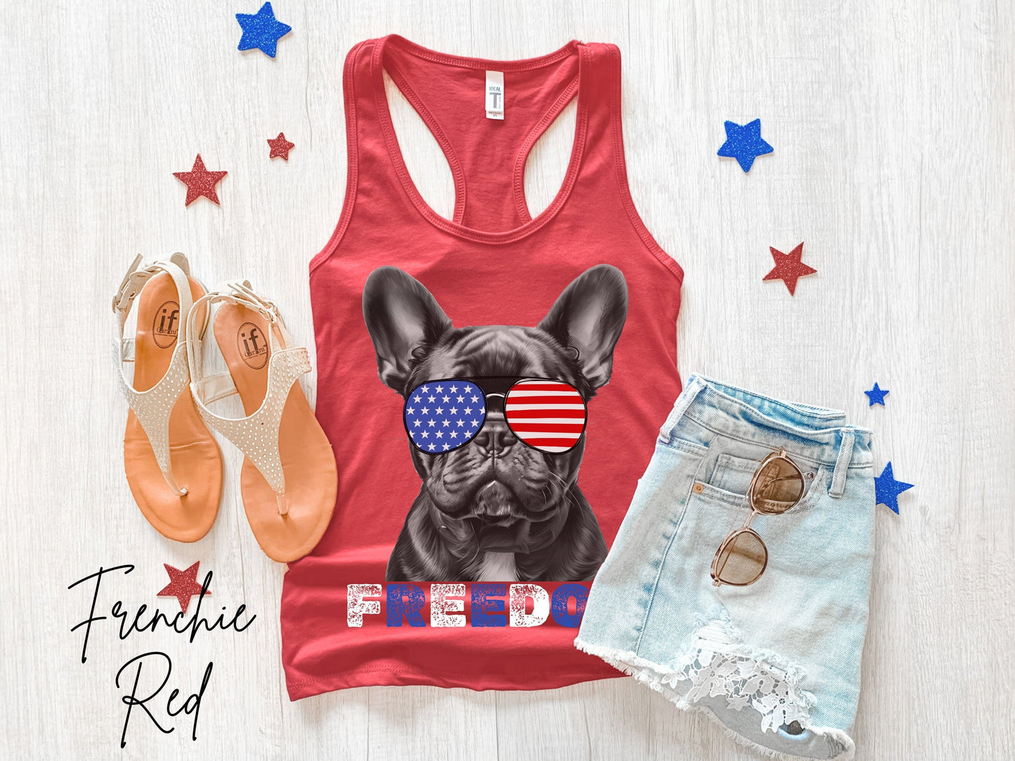 4th of July Tank Frenchie, USA Pup Tank, Patriotic Sunglasses, Freedom Tshirt, Americana Tee, Fourth of July, French Bulldog Mama, July 4th