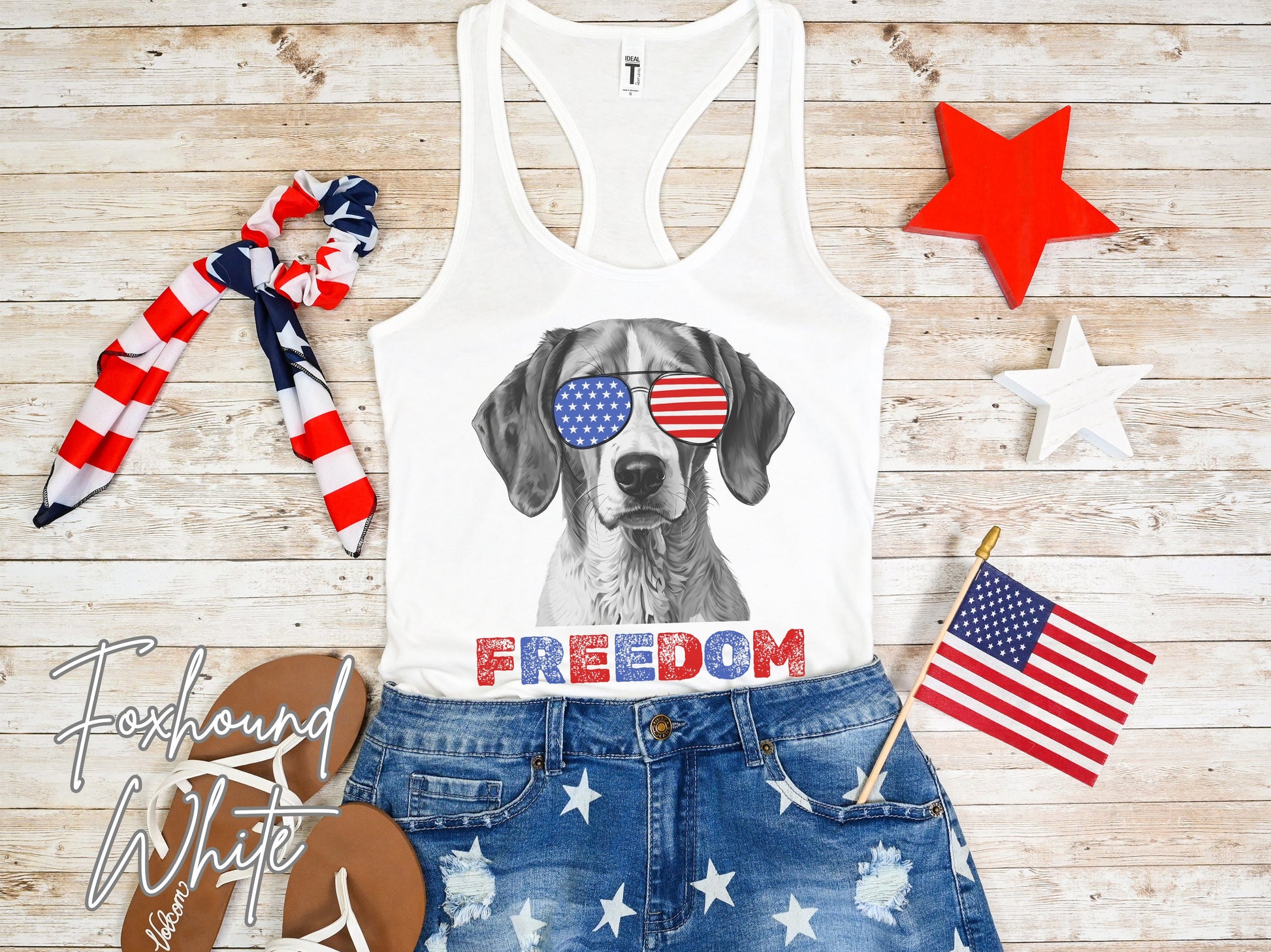 4th of July Tank Foxhound, USA Pup Tank, Patriotic Sunglasses, Freedom Tshirt, Americana Tee, Fourth of July, Hound Mama, July 4th