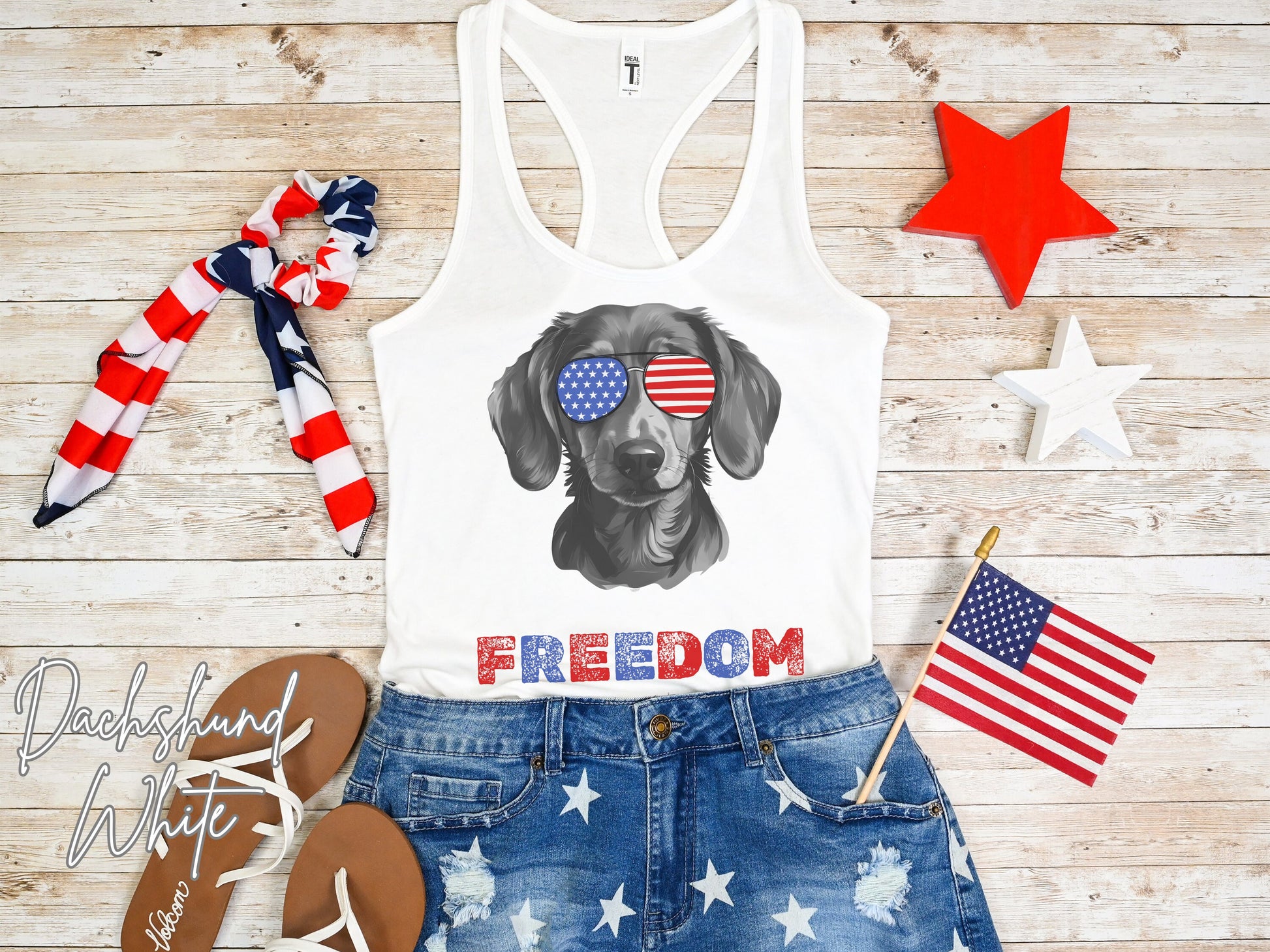 4th of July Tank Dachshund, USA Pup Tank, Patriotic Sunglasses, Freedom Tshirt, Americana Tee, Fourth of July, Hot Dog Mama, July 4th