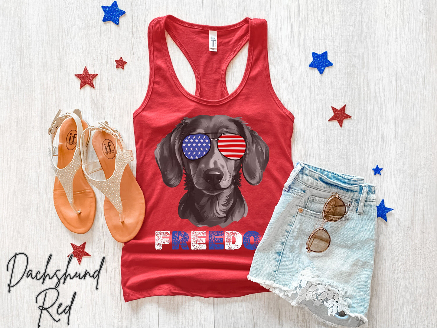 4th of July Tank Dachshund, USA Pup Tank, Patriotic Sunglasses, Freedom Tshirt, Americana Tee, Fourth of July, Hot Dog Mama, July 4th