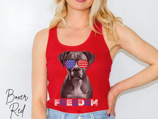 4th of July Tank Boxer, USA Pup Tank, Patriotic Sunglasses, Freedom Tshirt, Americana Tee, Fourth of July, Boxer Mama, July 4th