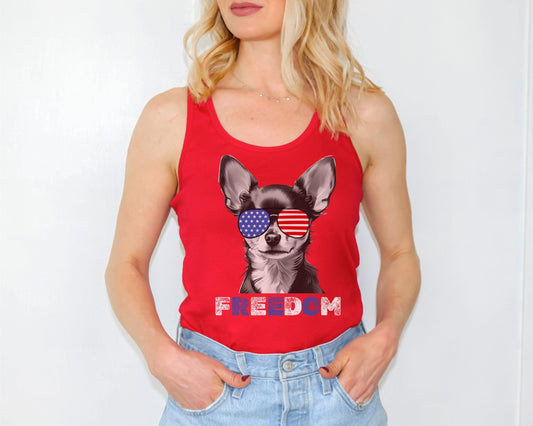 4th of July Tank Chihuahua, USA Pup Tank, Patriotic Sunglasses, Freedom T-shirt, Americana Tee, Fourth of July, Chihuahua Mama, July 4th