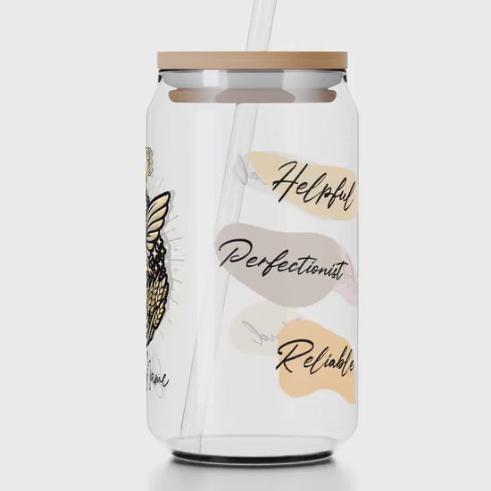 Personalized Iced Coffee Cup, Virgo, Custom Birth Sign Zodiac Glass Tumbler, Gifts for Her, Astrology, Horoscope Sign Beer Can