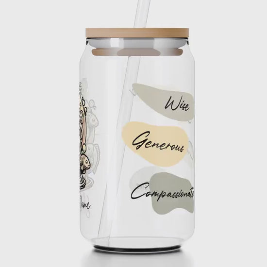 Personalized Iced Coffee Cup, Pisces, Custom Birth Sign Zodiac Glass Tumbler, Gifts for Her, Astrology Horoscope Sign Beer Can